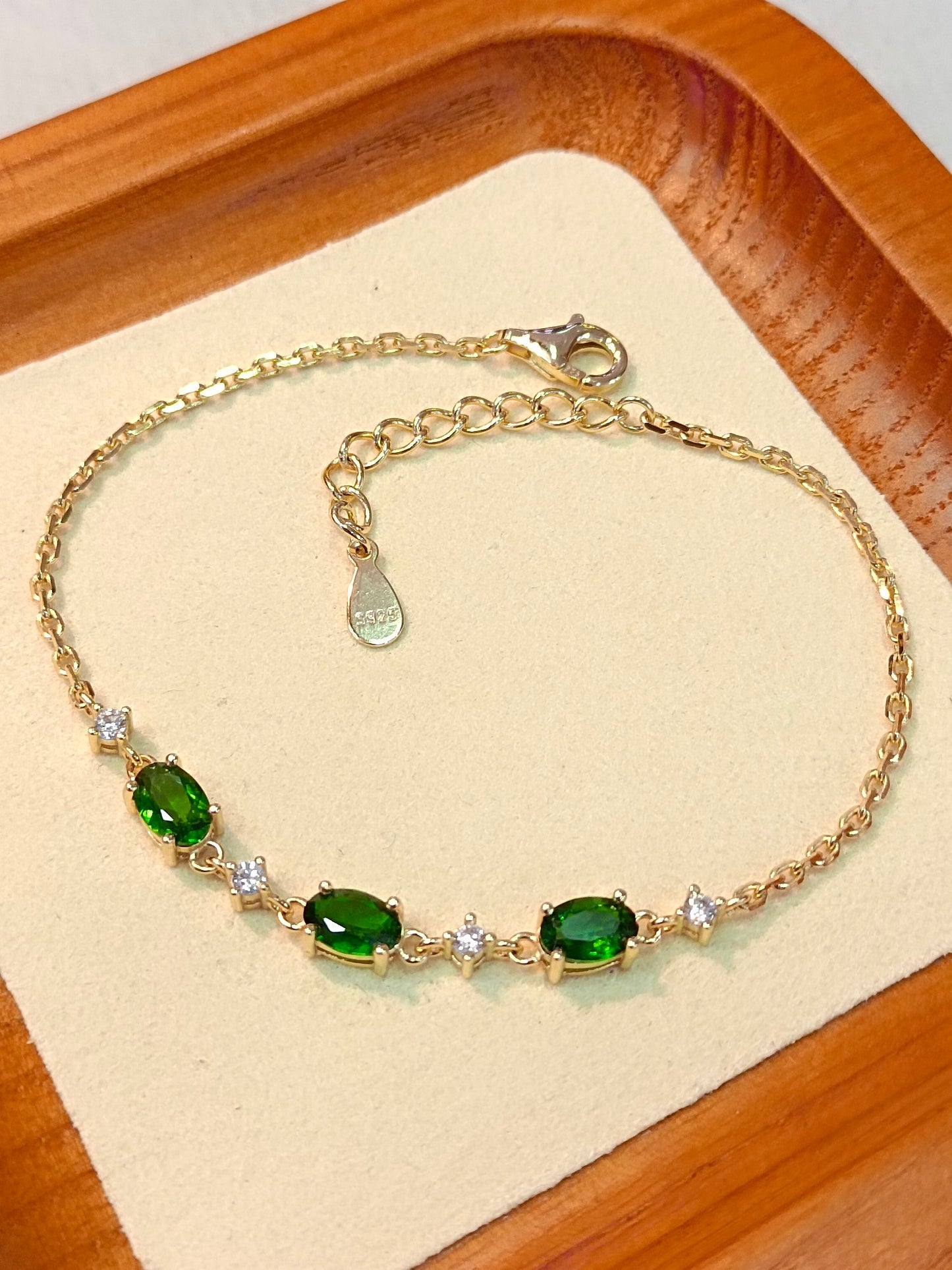 Pulseira embutida de diopsídio feita em prata S925 – joias requintadas