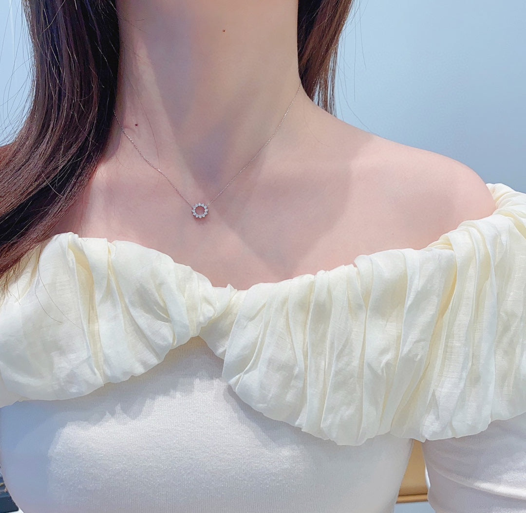18K 養殖ひまわりサークル ペンダント ネックレス ジュエリー