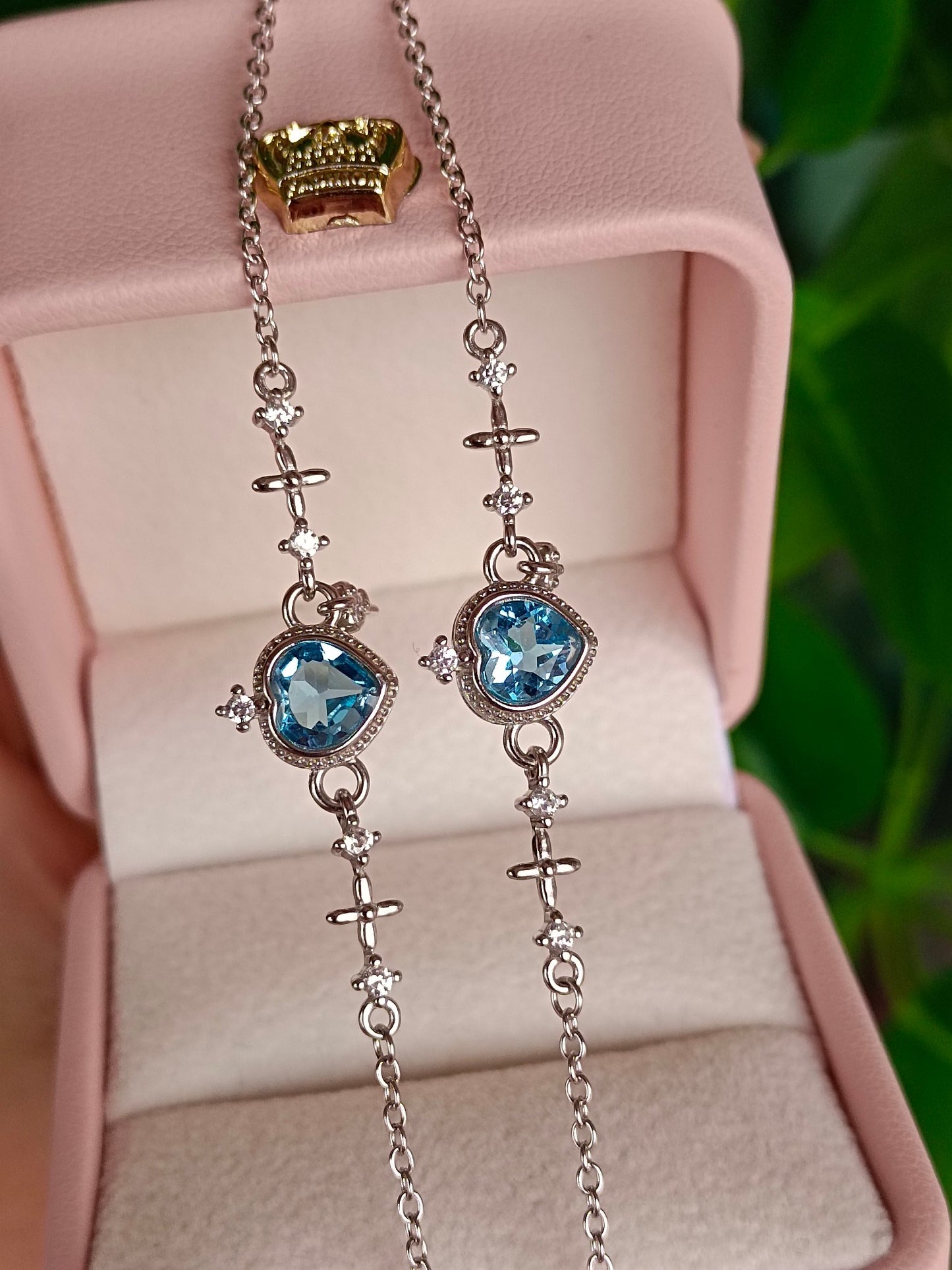 Bracciale con ciondolo a cuore con topazio azzurro naturale svizzero - Gioielli squisiti