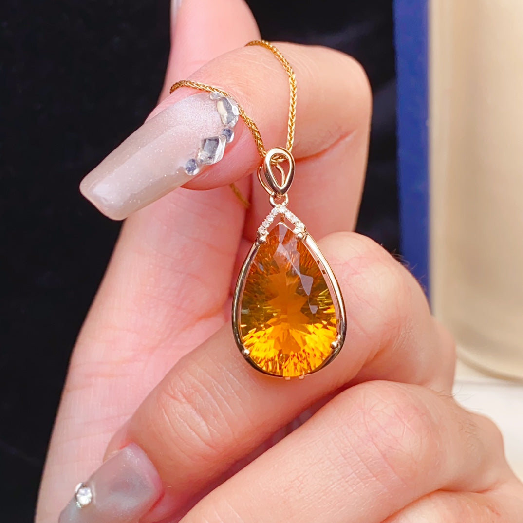 Loket Citrine Kuning Cahaya Matahari Sinaran - Barang Kemas Indah