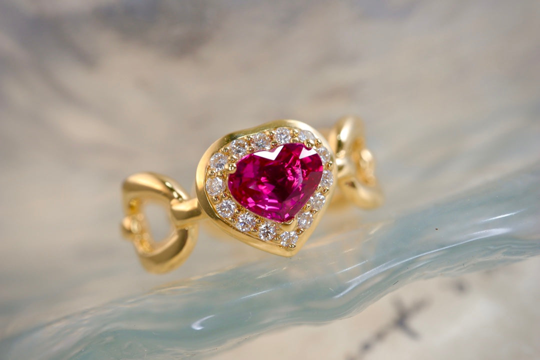 Cincin Batu Permata Merah Darah Pigeon - Barang Kemas Berkualiti Tinggi