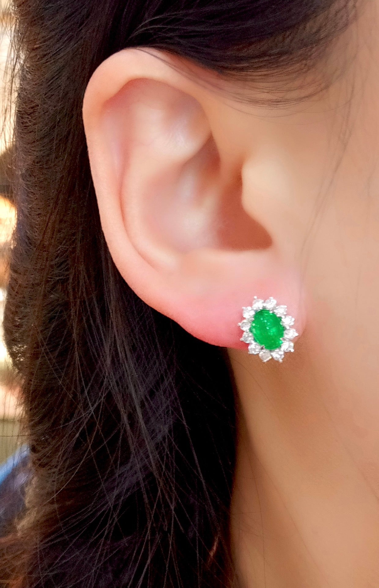 Elegant 18K Gold and Diamond Embedded Muzo Emerald Earrings - A Classic Jewelry Piece