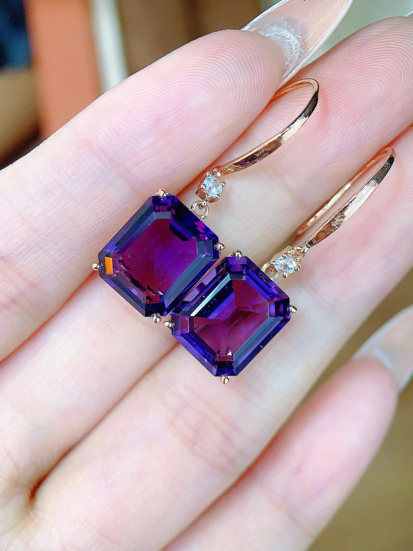 Elegant Purple Crystal Earrings - Luxury Jewelry Collection