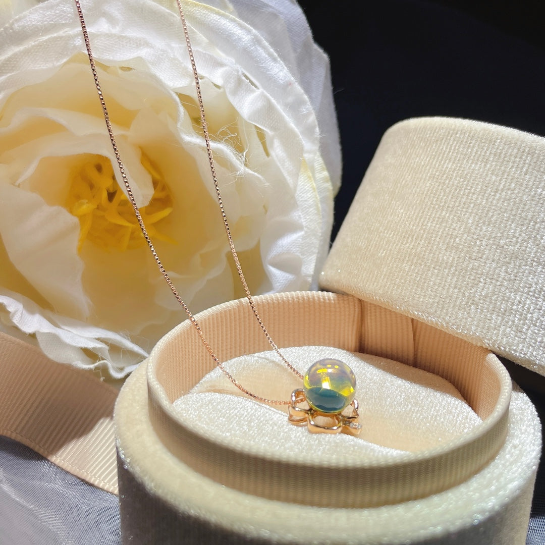 قلادة رائعة من الذهب الدومينيكاني من الكهرمان الأزرق عيار 18 قيراط - مجوهرات فريدة