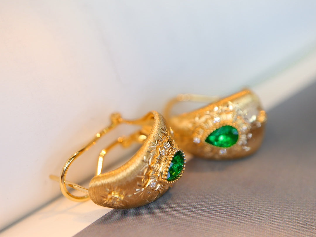 Smaragd-Ohrclips-Schmuck im Buccellati-Stil – klassische Eleganz und jahrhundertealte Handwerkskunst