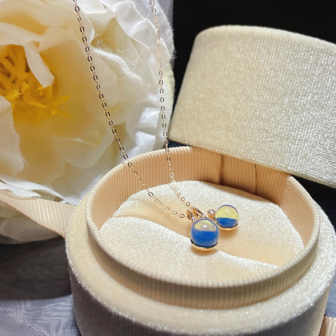 Squisito nuovo arrivo: pendente in ambra blu dominicana incastonata in oro 18 carati - gioielli