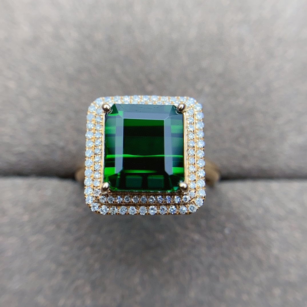 Magnificent Large Chrome Green Tourmaline Ring - Jewelry for Elegance