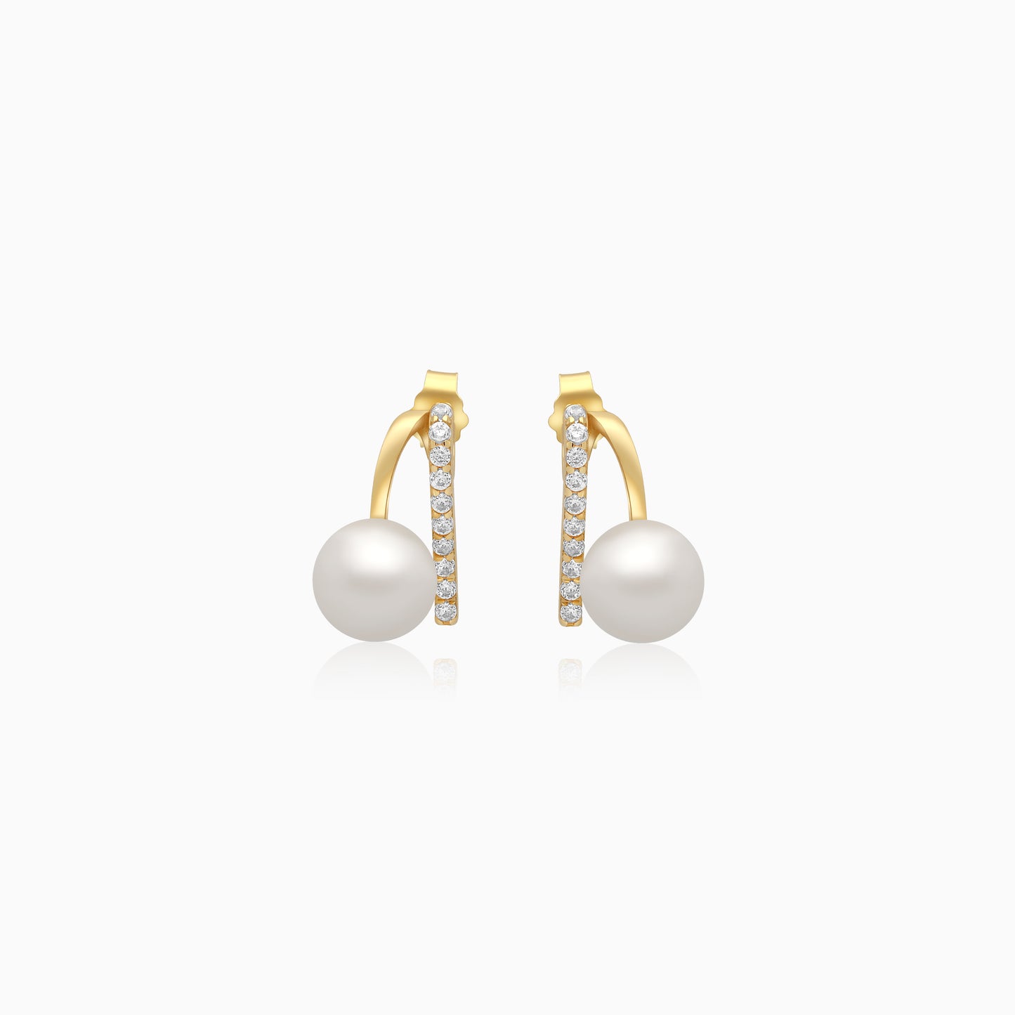 Danah Yellow Gold Earrings 18 Karat With Pearls And Zircon Stones