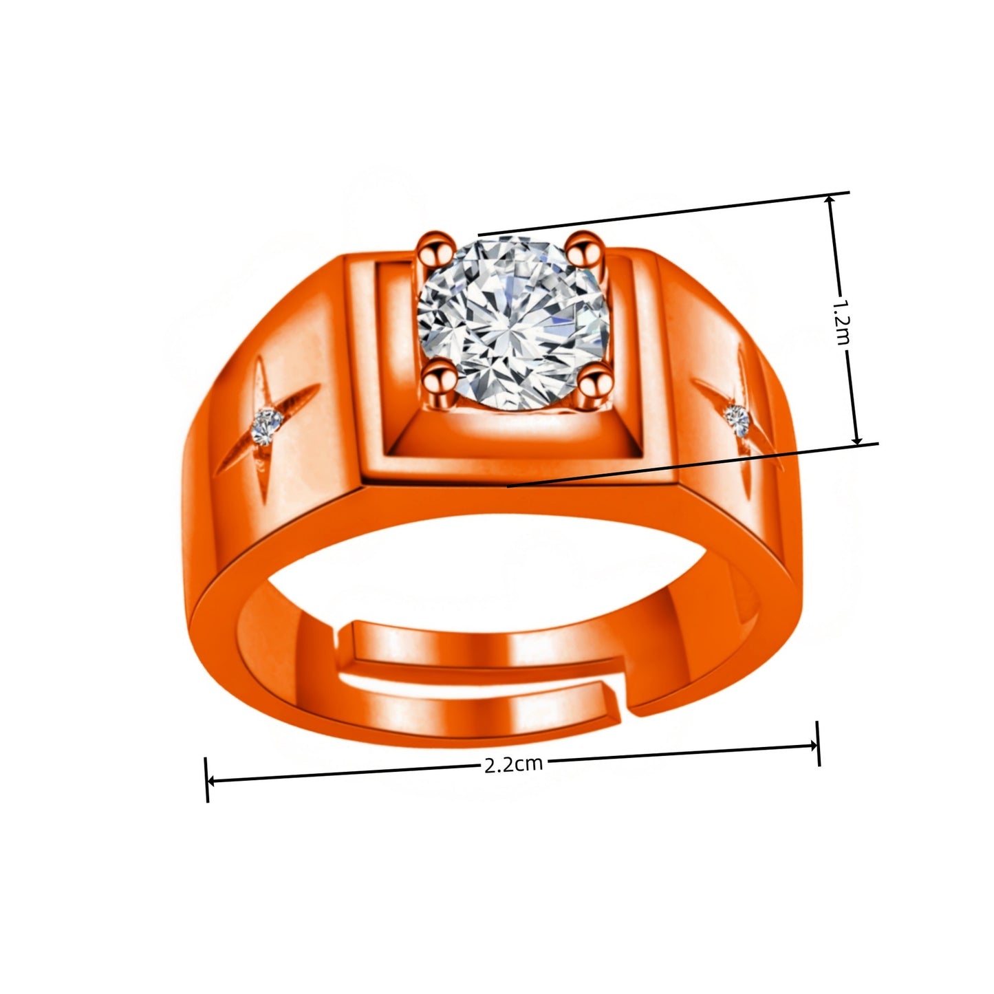 Lucky Cross Star Inlaid Diamond Plated 18K Ring