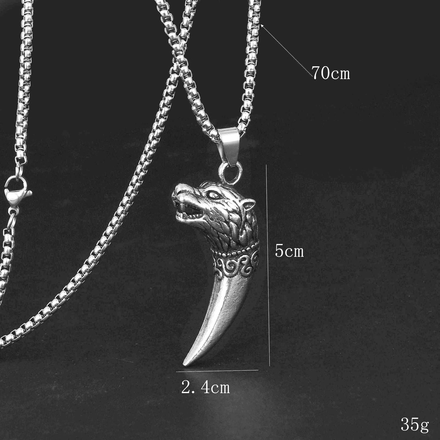Retro Bold Wolf Head Titanium Steel Necklace For Men