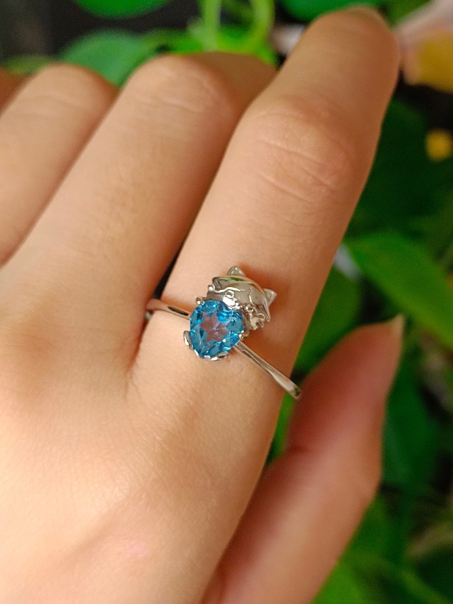 Naturlig Topaz Bear Heart Ring - Unike smykker for romantikere