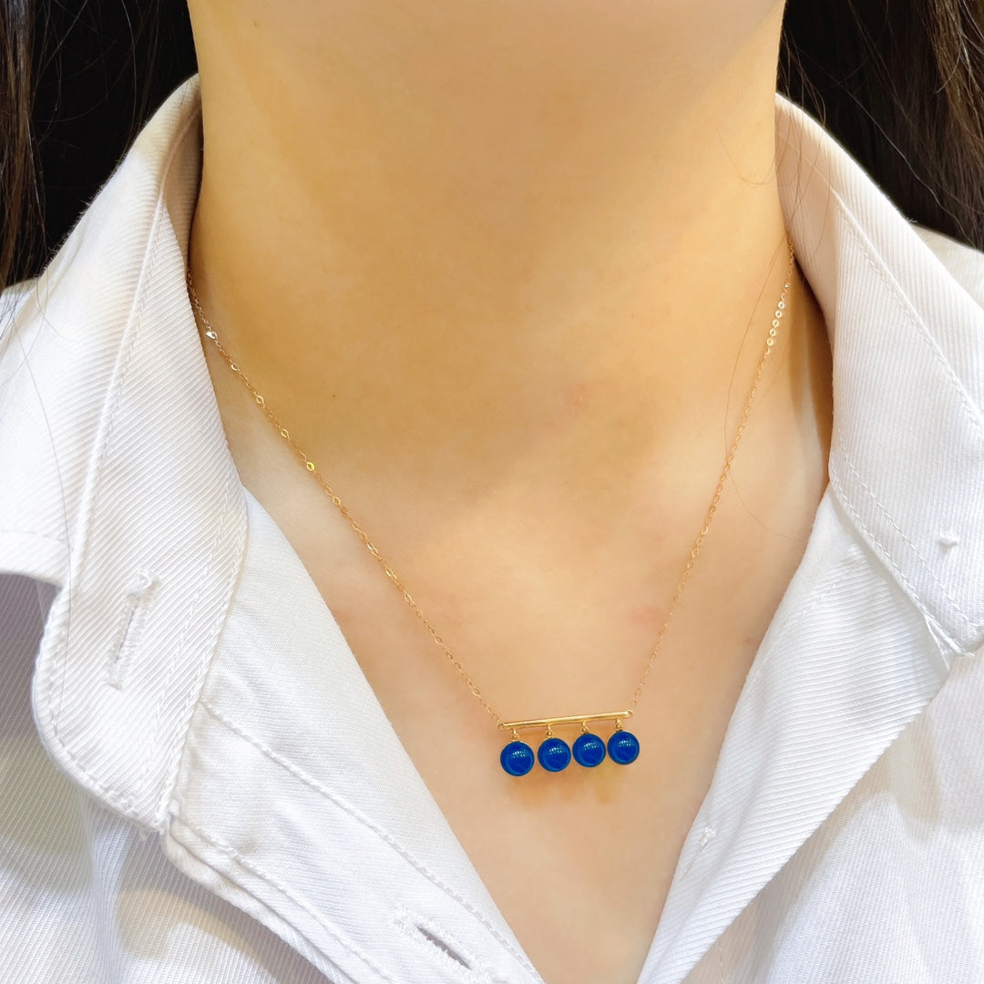 Colgante de Ámbar Azul Dominicana Incrustado en Oro de 18k - Joyería Exquisita