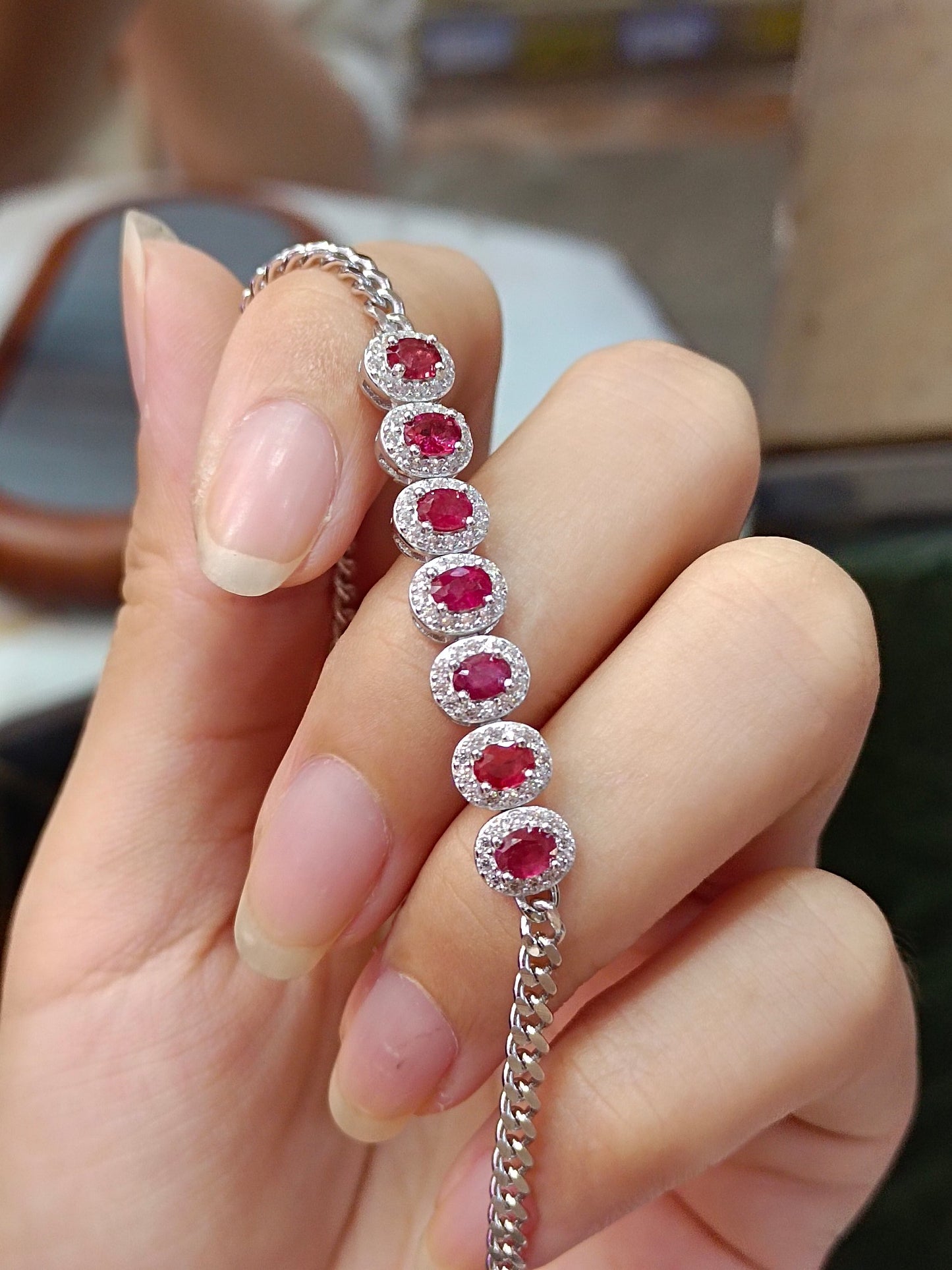 S925 zilveren fijn vakmanschap Ruby Pave armband - prachtige sieraden