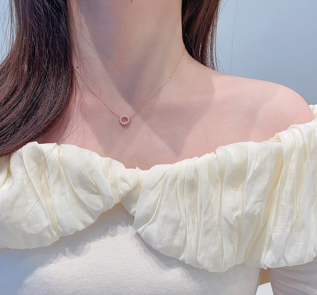 18K 養殖ひまわりサークル ペンダント ネックレス ジュエリー