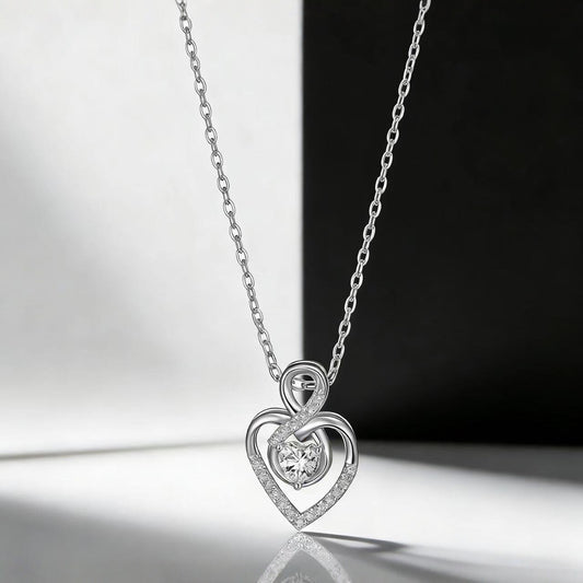 Heart Shaped Necklace For Women Clavicle Length Chain With A Heart Pendant