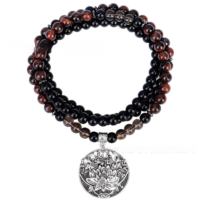 Retro Handmade Beaded Red Tiger Eye Necklace