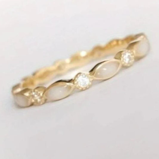 French Golden Opal Open Adjustable Women's Ring