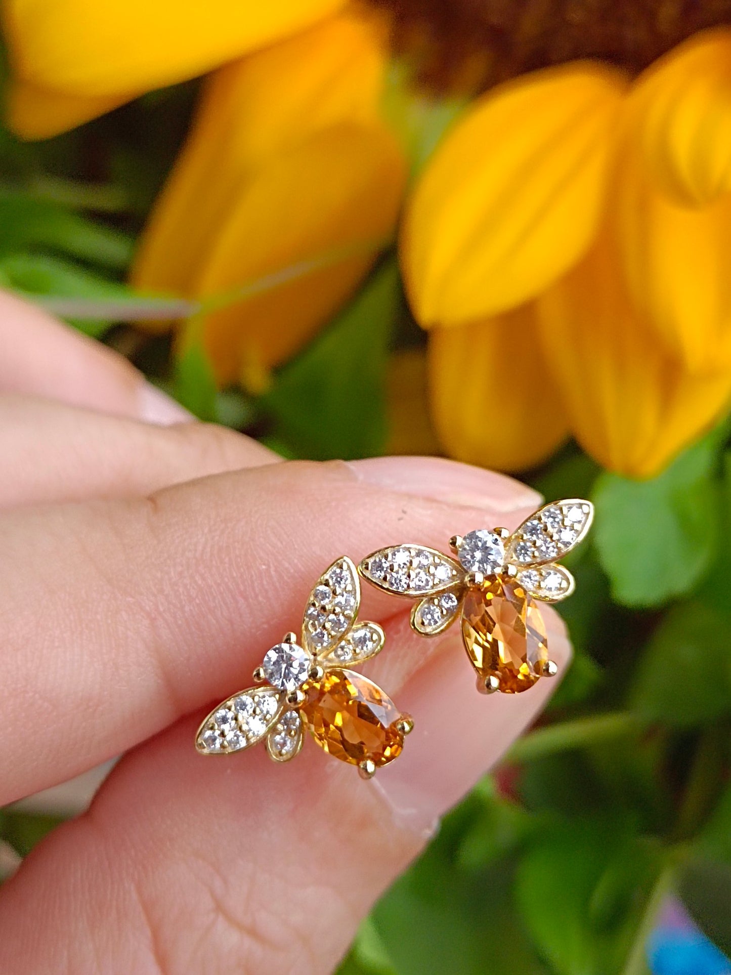 Leuchtend gelbe Kristall-Bienen-Ohrstecker – einzigartiger Schmuck