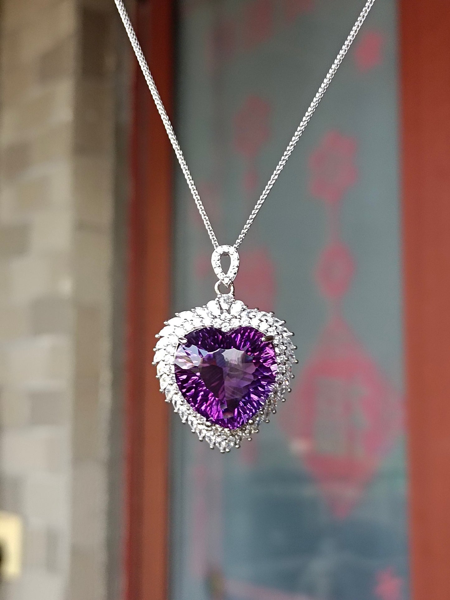 Jewelry Exquisite: Natural Purple Amethyst Heart Pendant