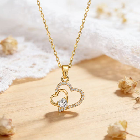 Heart Shaped Zircon Necklace Clavicle Chain Pendant
