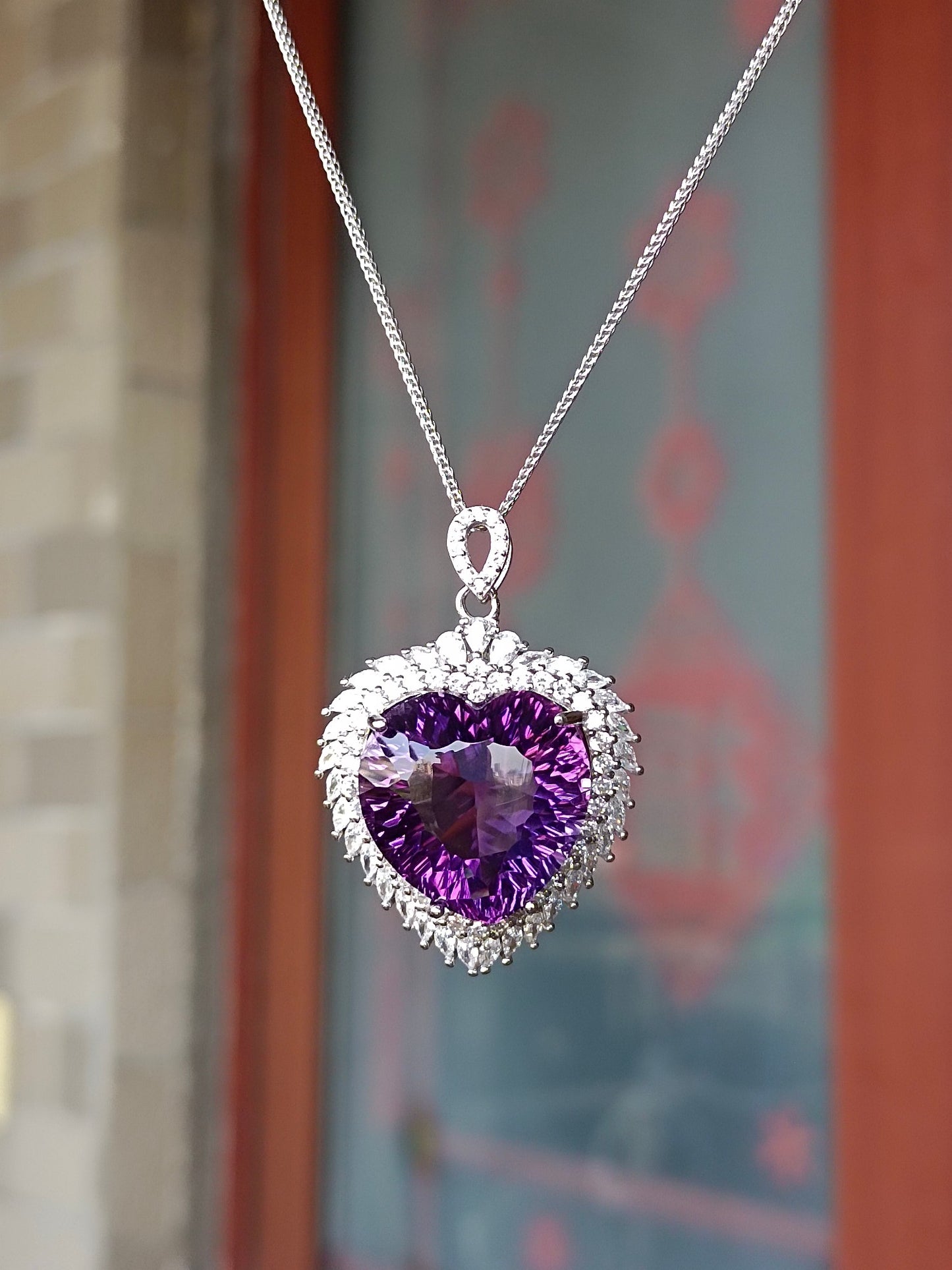 Jewelry Exquisite: Natural Purple Amethyst Heart Pendant