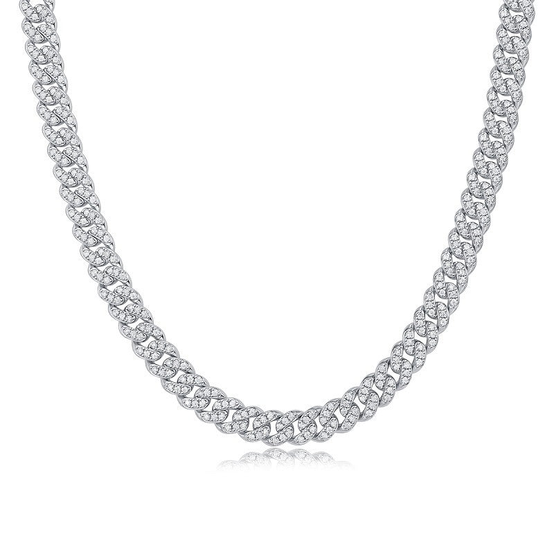 Moissanite Cuban Chain Silver Gold-plated Necklace
