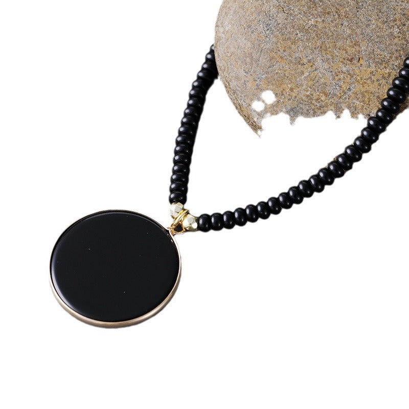 Retro-style Handmade Beaded Tigers Eye Necklace