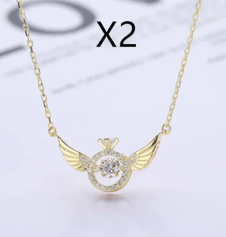 Angel Wing Necklace for Women - Korean Style Dainty & Elegant Pendant, Minimalist Delicate Gold/Silver Chain Jewelry Gift