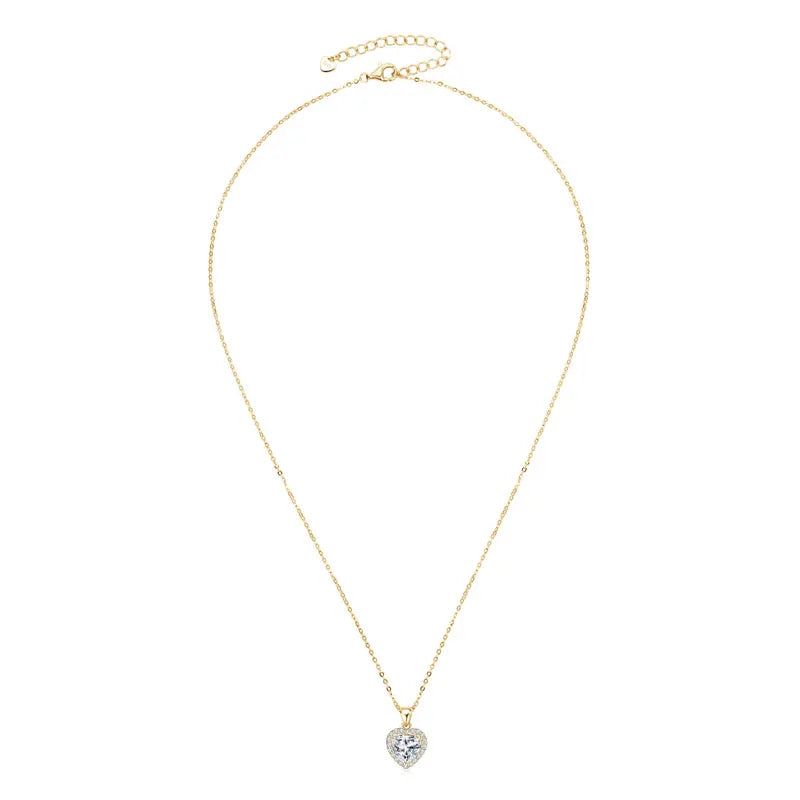 OXTAO 2.0ct Heart Moissanite Pendant Necklace Adjustable 925 Sterling Silver Trend Luxury Clavicle Chain Necklace Jewelry