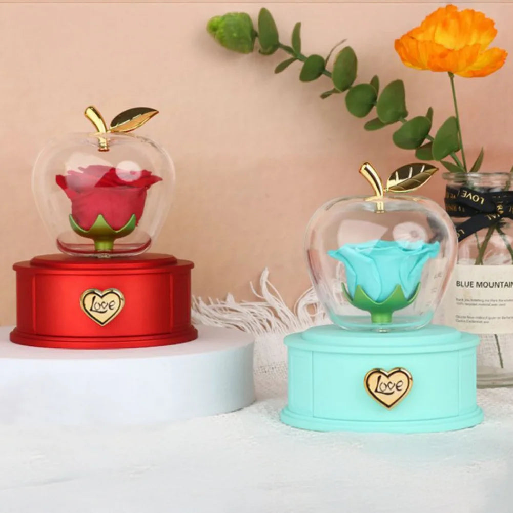 Plastic Preserved Rose with Necklace Eternal Rose Gifts Flower Jewelry Box Present for Valentines' Day Mother's Day Party Decors