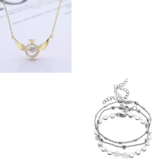 Angel Wing Necklace for Women - Korean Style Dainty & Elegant Pendant, Minimalist Delicate Gold/Silver Chain Jewelry Gift