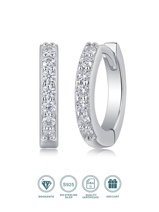 1pair Moissanite Earrings Hoop Style 925 Sterling Silver 18K Gold Plated Classic Jewelry for Women Comes with GRA Certificate