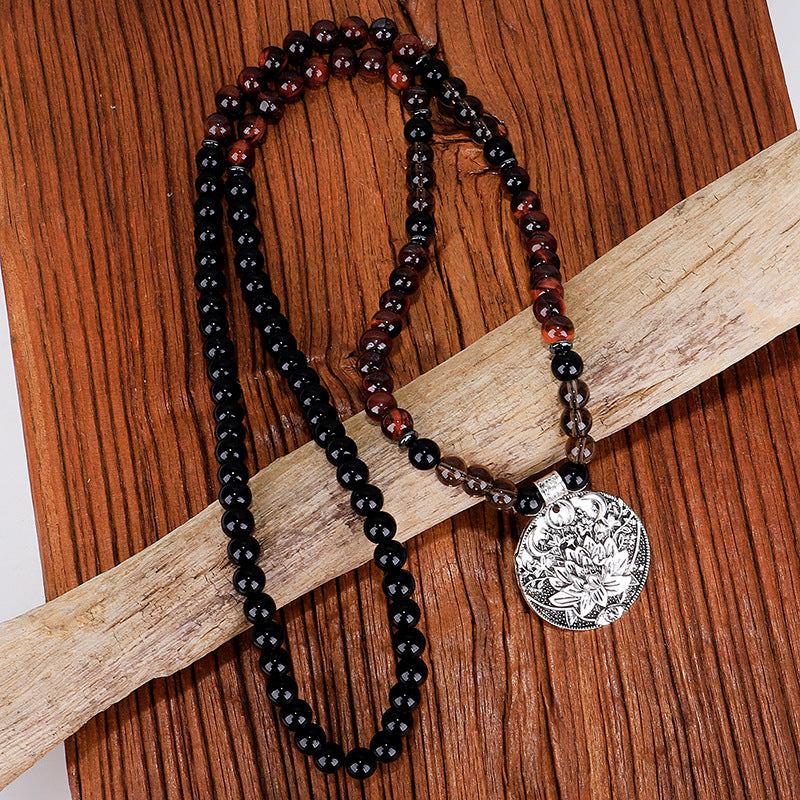 Retro Handmade Beaded Red Tiger Eye Necklace