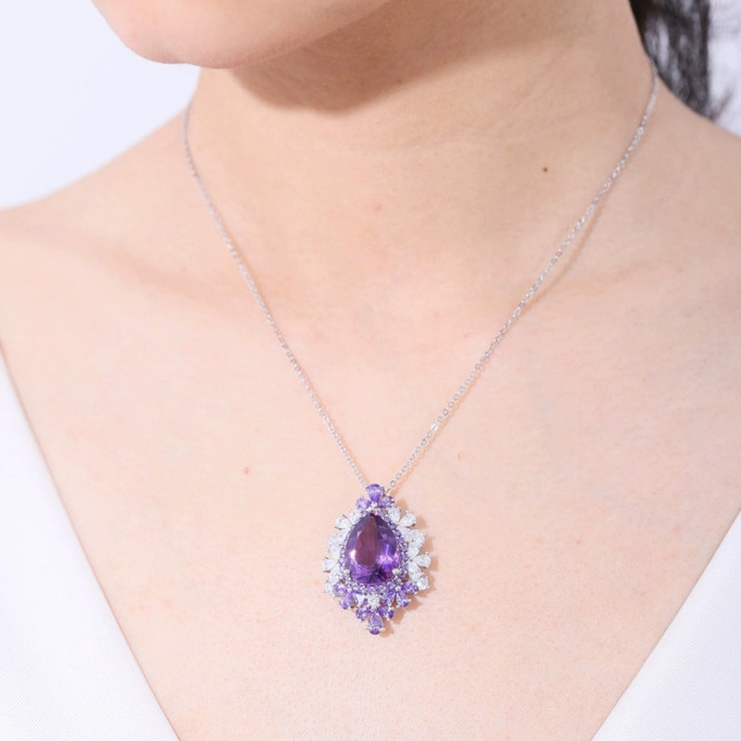 Women's All-match Natural Amethyst Pendant Necklace