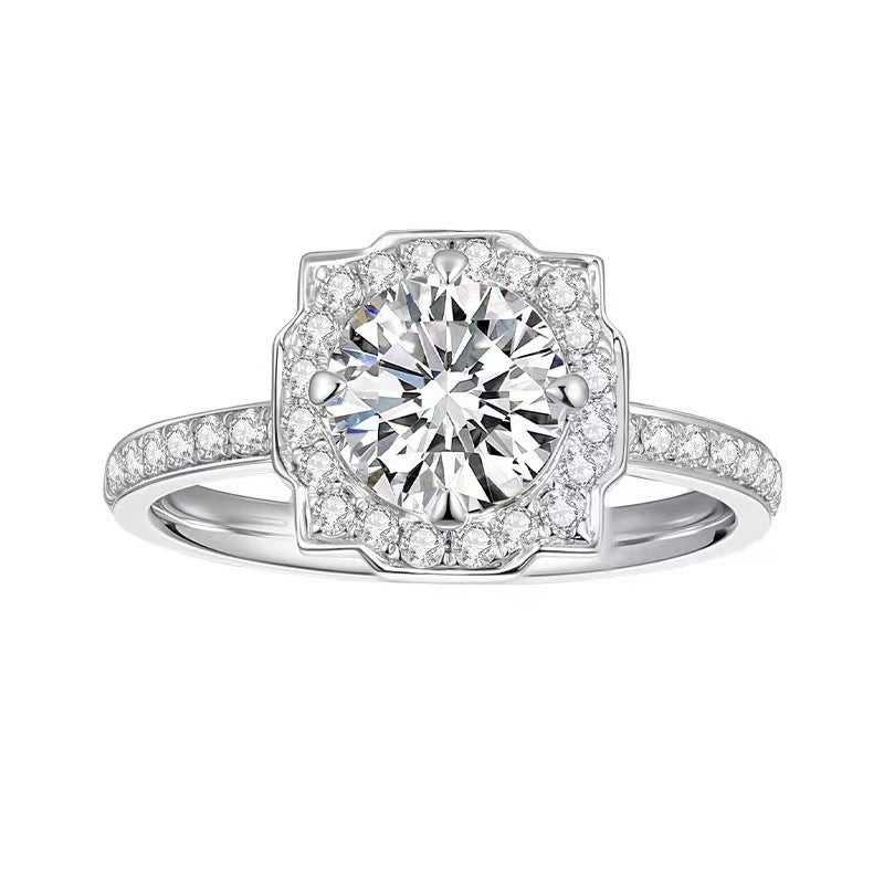 1 Karat Fully-inlaid Full Diamond Marriage Proposal Ring Classic