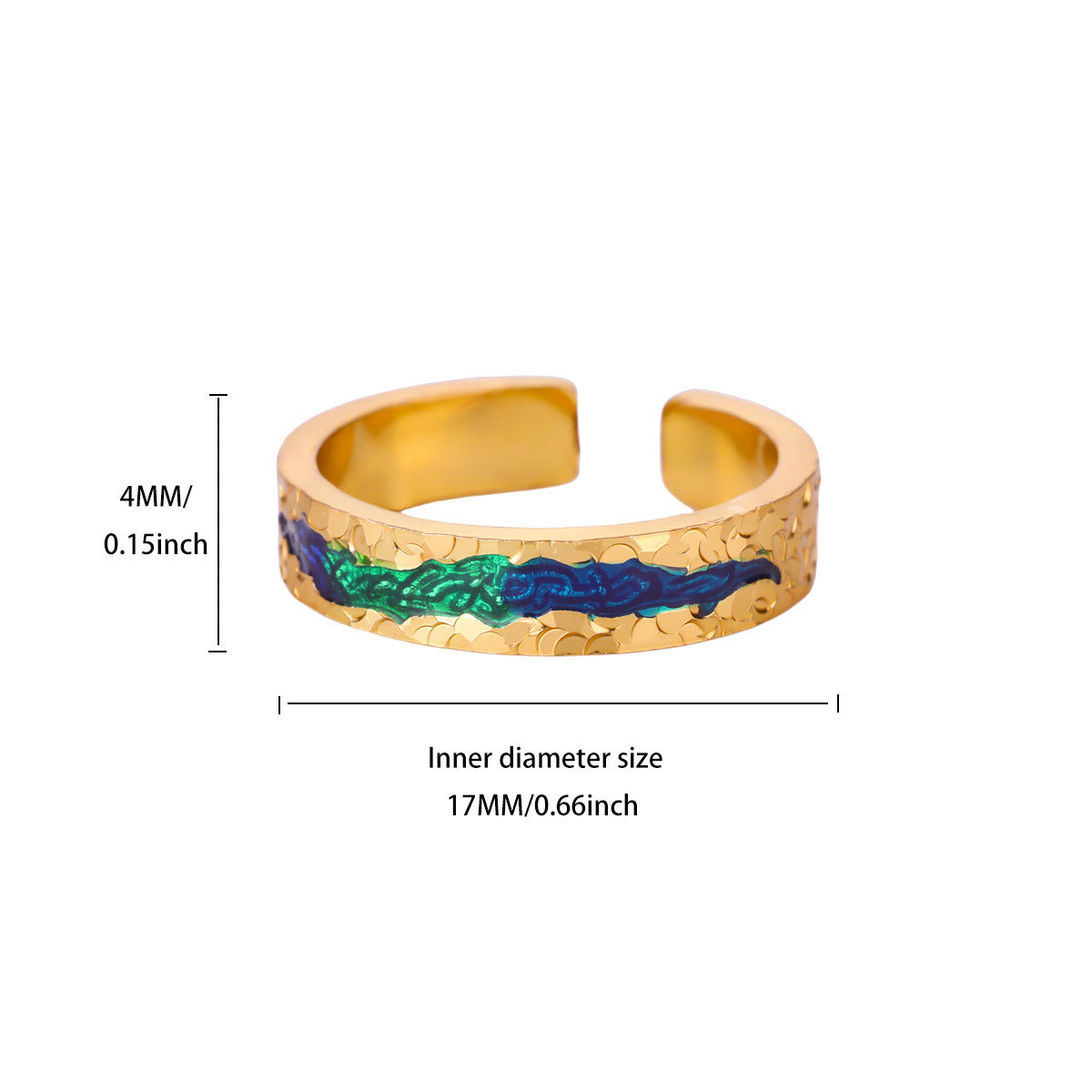 Light Luxury High-end Sense Ice Blue Oil Drop Butterfly Open Ring