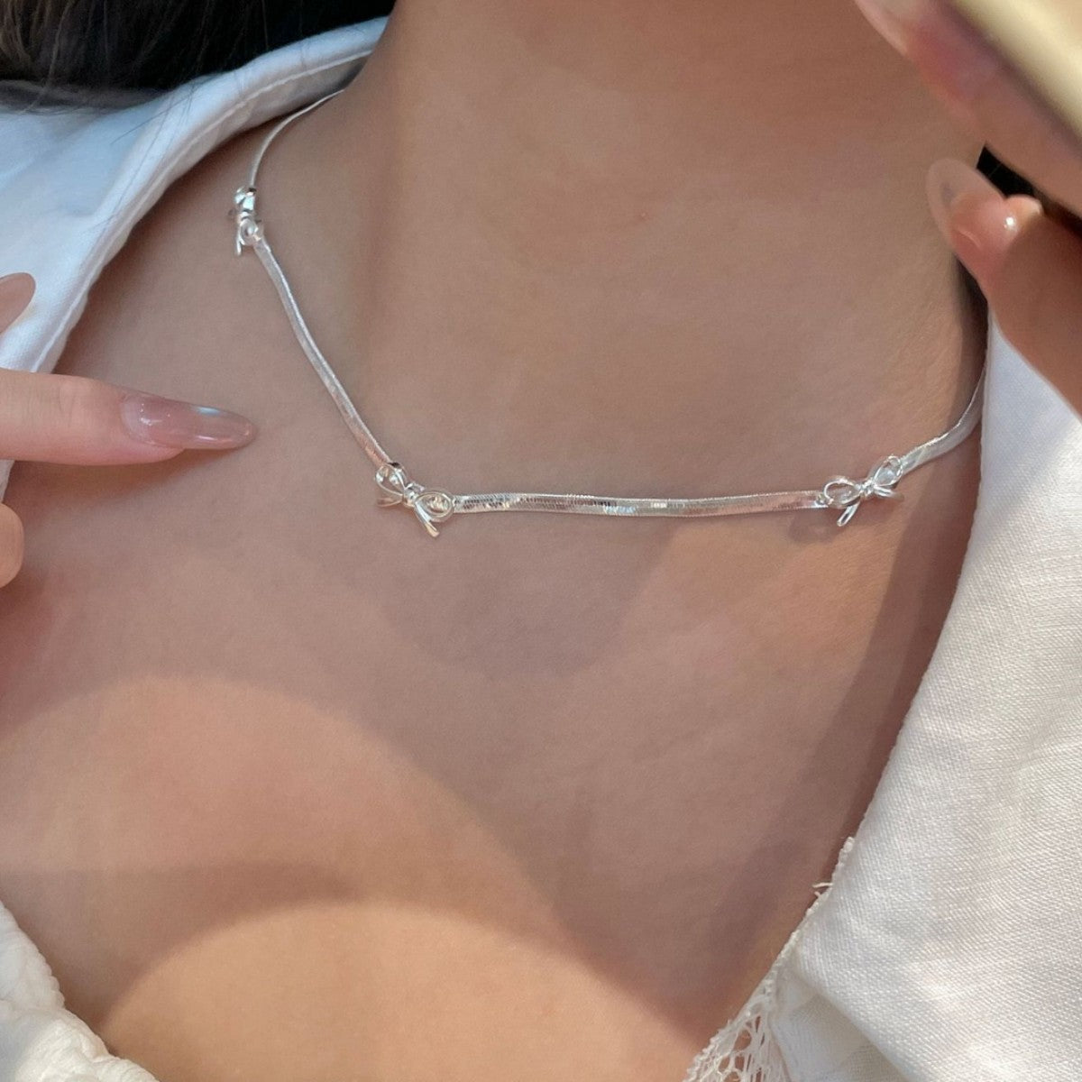 Bow-knot Light-luxury High-end Design Pendant Accessory Clavicle Chain For Women