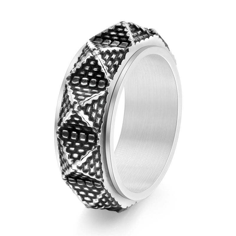 Titanium Steel Pyramid Ring Men's Ring