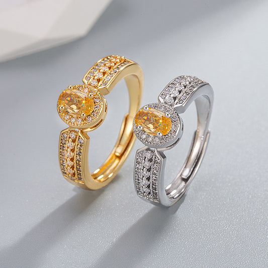 Champagne Gold Colored Ring Light Luxury Style Open Design