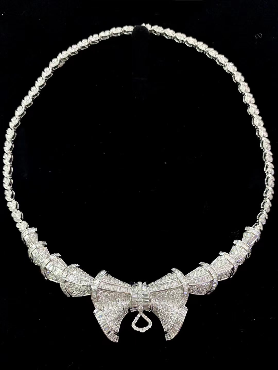 Bowknot Jewelry Set: Diamond Necklace & Ring A Must-Have for Jewelry Lovers - White Diamond Set System