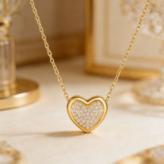 Double Heart Moissanite Necklace Womens Clavicle Chain With Pendant