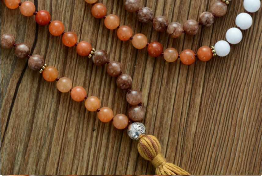 108-bead Hand-knotted Tassel Womens Necklace