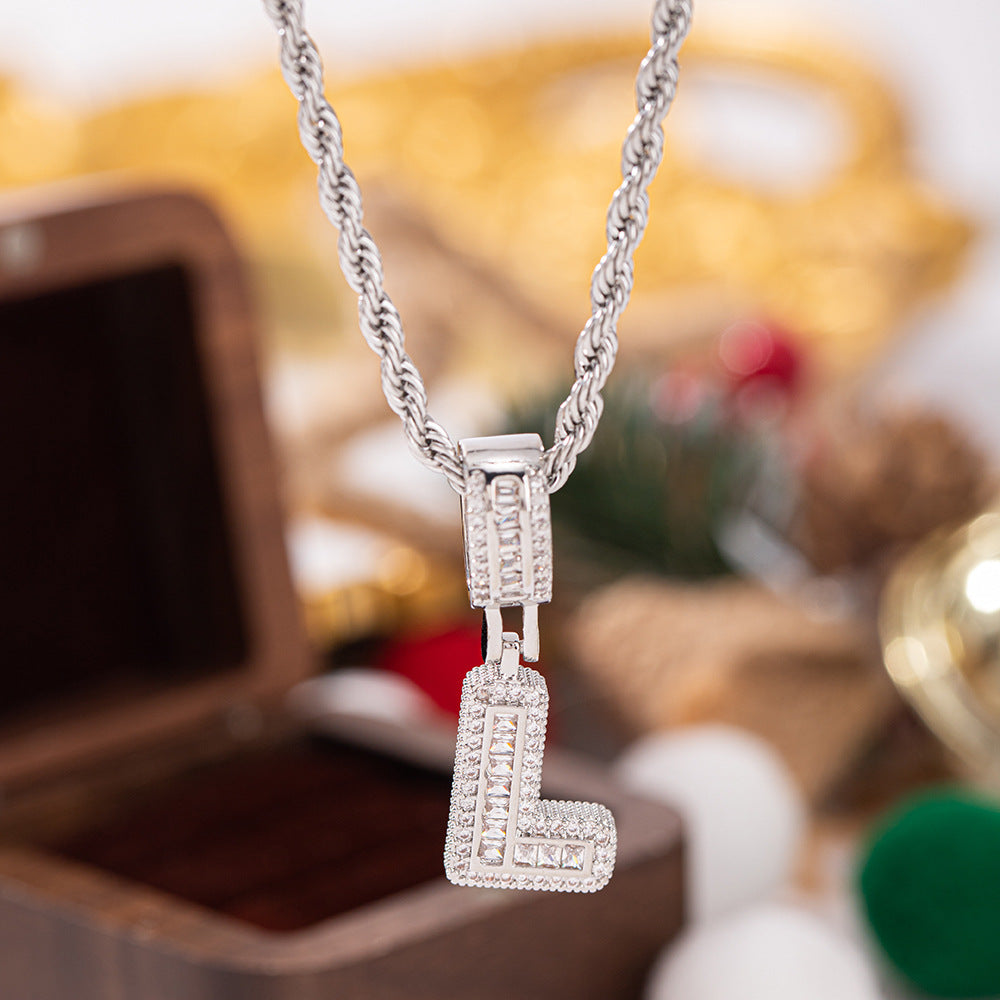 Trendy Full-Diamond 26-Letter Pendant Necklace For Women