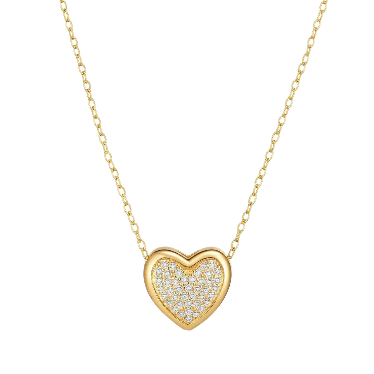 Double Heart Moissanite Necklace Womens Clavicle Chain With Pendant