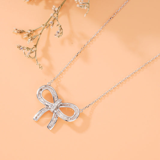 Cat Head Bowknot Pendant Jewelry - Sparkling Elegance - White Diamond Pendant