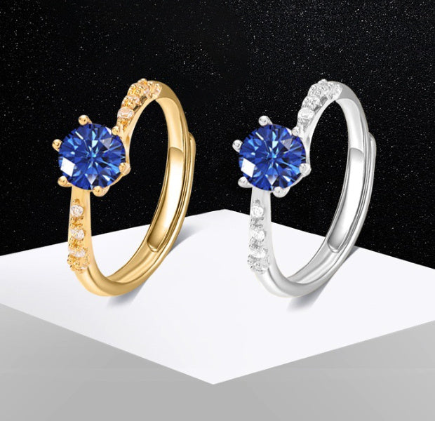 Women's Blue Deep Niche Light Luxury Open Ring