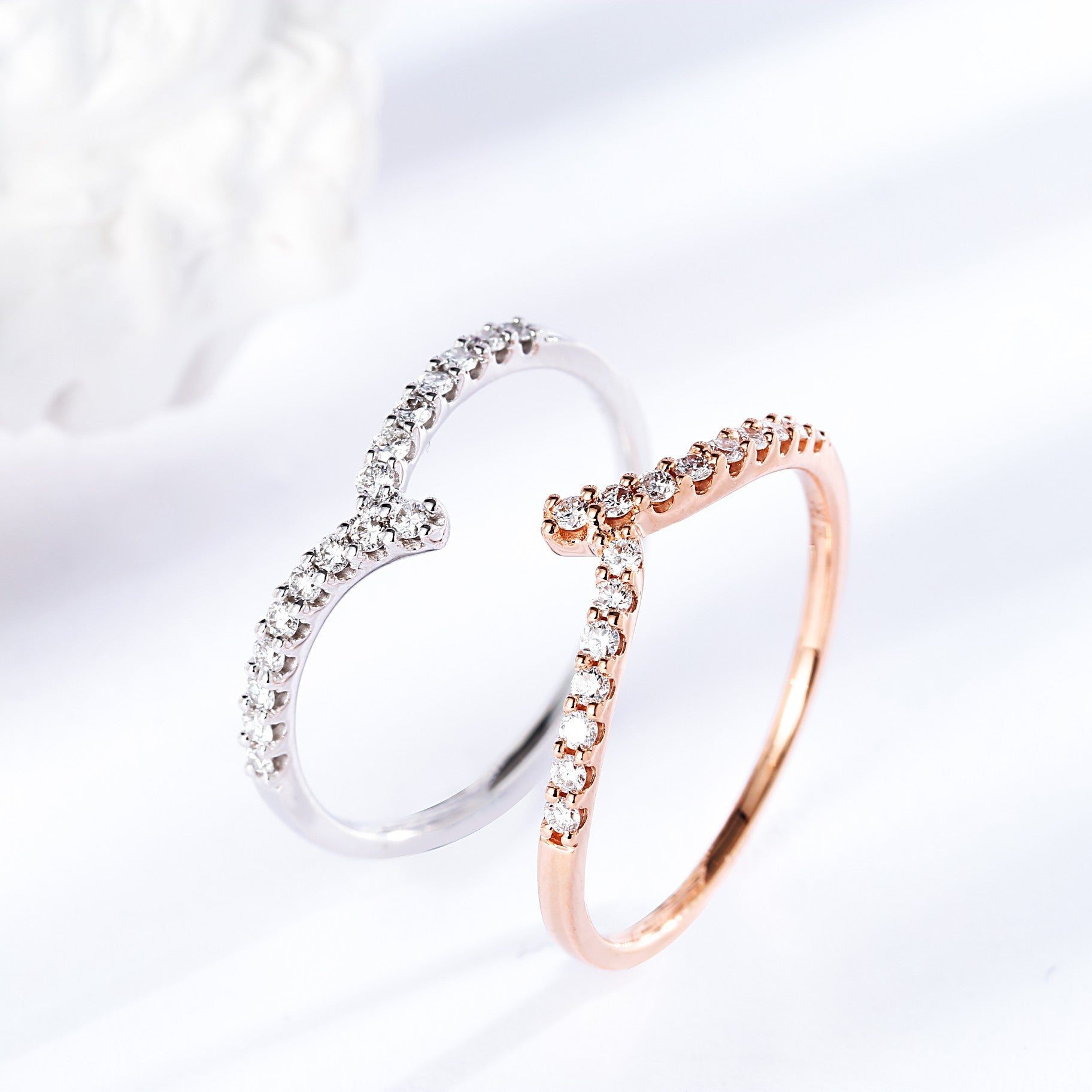 Circular Mini A Ring with Diamond - Premium Jewelry Collection - White Diamond Ring