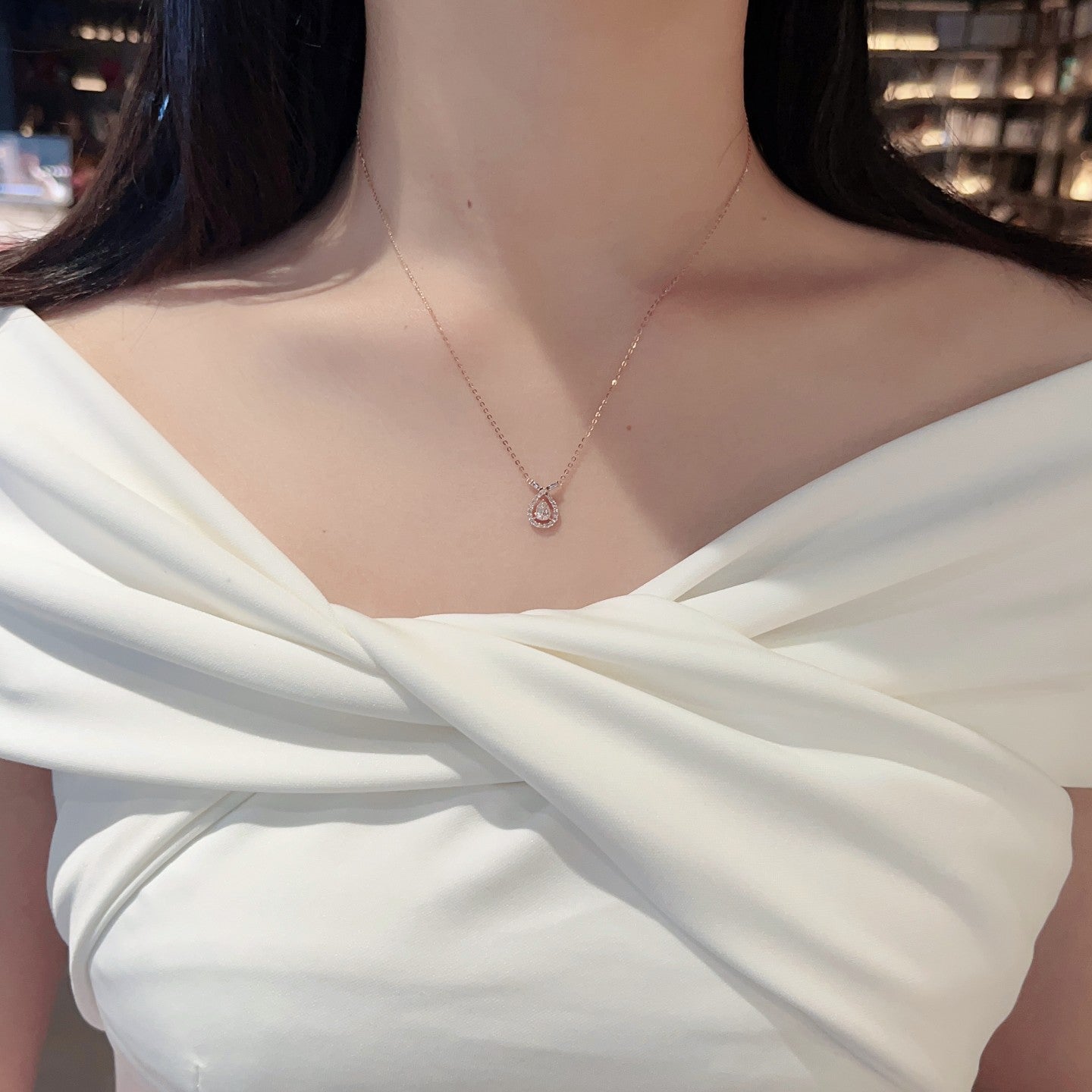 Cross Drop Pendant Jewelry - Sparkling Gemstone Accent - White Diamond Pendant