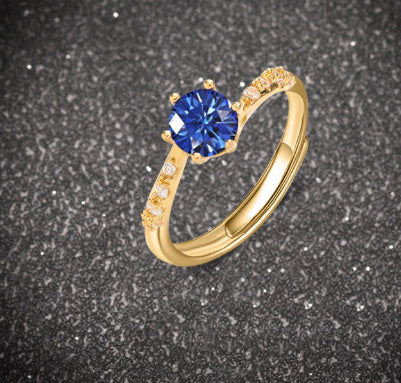 Women's Blue Deep Niche Light Luxury Open Ring