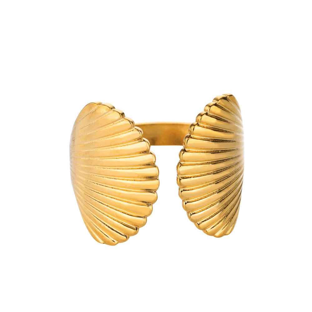 Ocean Wind Starfish Shell Stainless Steel Open Gold-plated Women's Vacation Jewelry